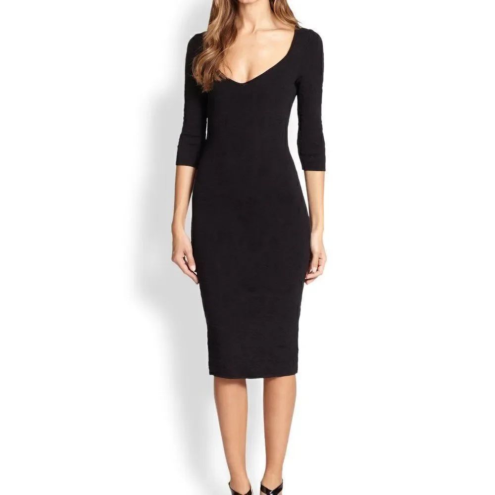 Zac Posen Black Tanya Knit Bodycon Dress Sz L